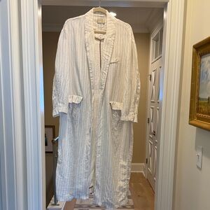 Mes Demoiselles linen cream duster with beige stripes